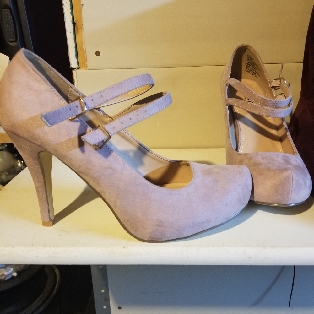 Pale pink platform heels